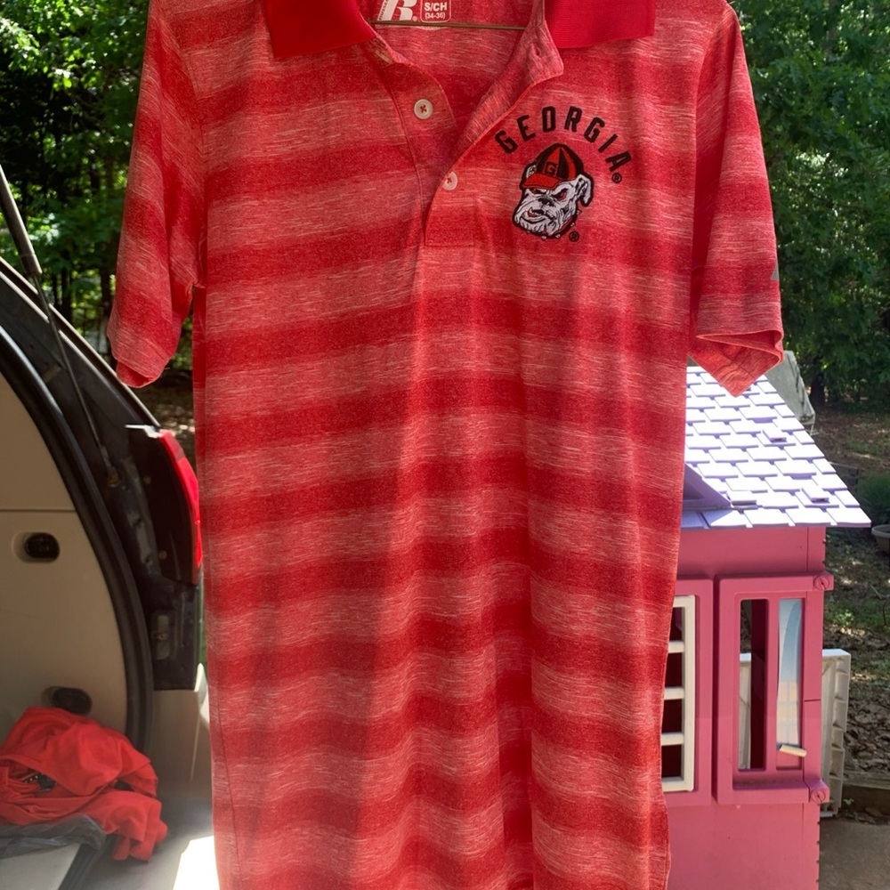 Red Striped Polo Shirt with Georgia Logo